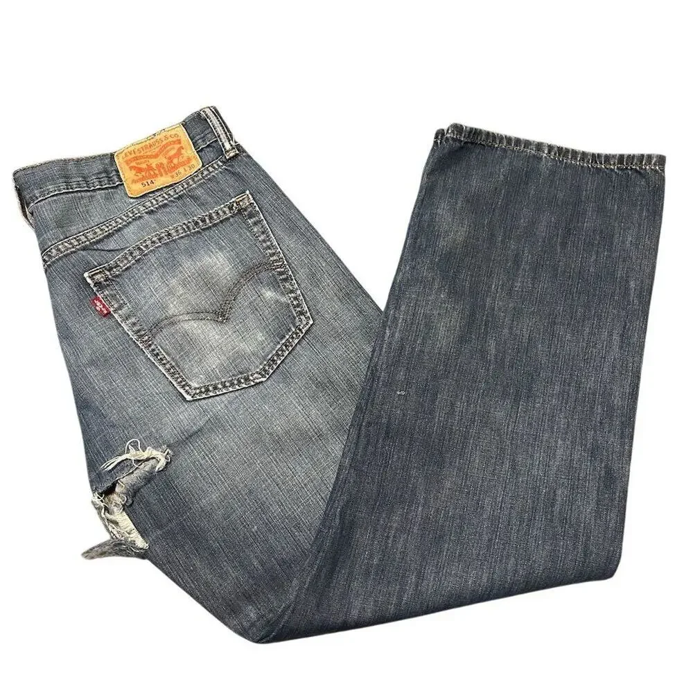 Levi’s Vintage Levi's 514 Men's Slim Straight Jeans W36 L30 Distressed Rip